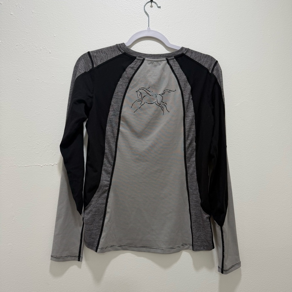 Kerrits First Pass Base Layer Shirt Gray Black Equestrian Kwikwarm Sz S